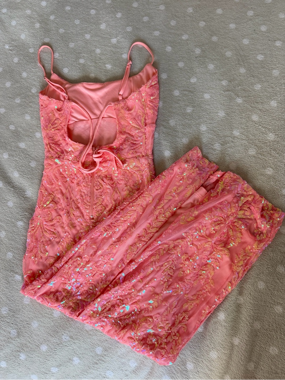 Windsor Coral Sequin Embellished Slip Gown